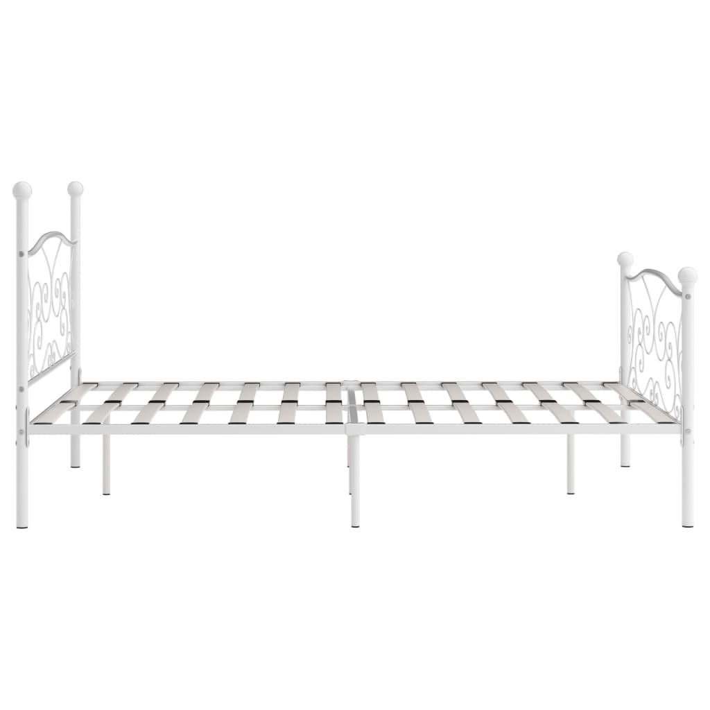 vidaXL Cadru de pat cu bază din șipci, alb, 120 x 200 cm, metal