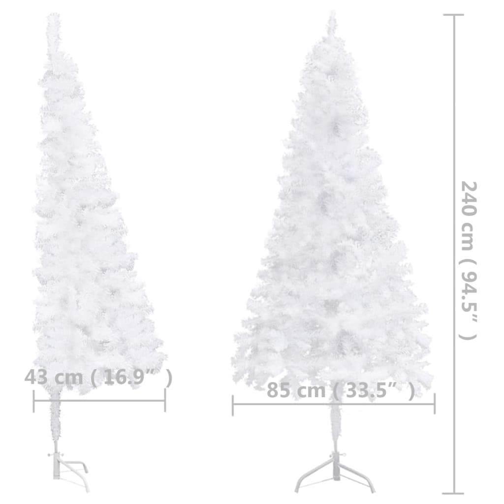 vidaXL Brad Crăciun de colț artificial pre-iluminat, alb, 240 cm, PVC