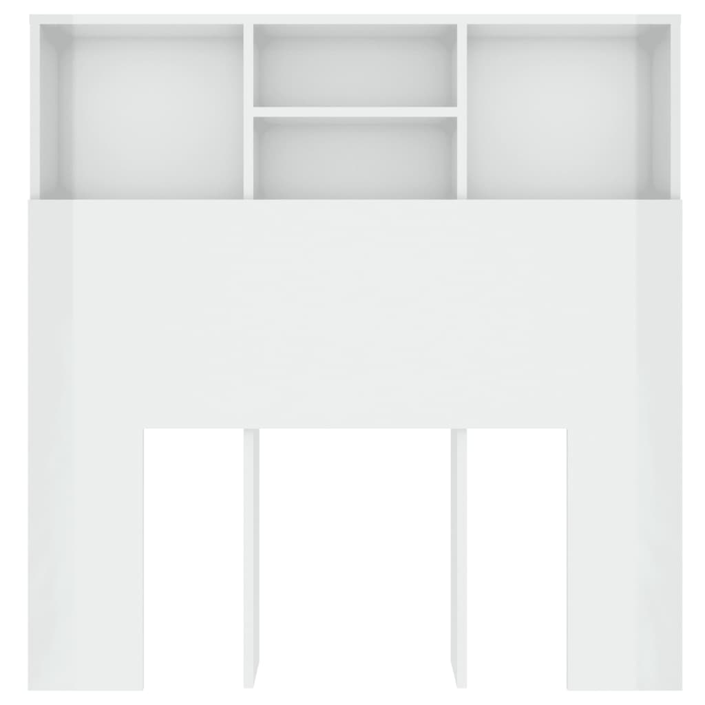 vidaXL Tăblie de pat cu dulap, alb extralucios, 100x19x103,5 cm
