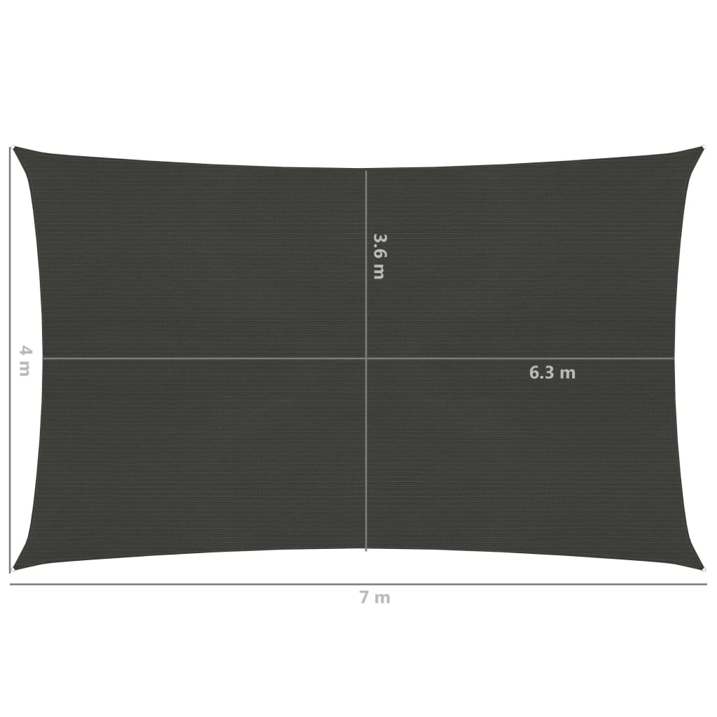 vidaXL Pânză parasolar, antracit, 4x7 m, HDPE, 160 g/m²