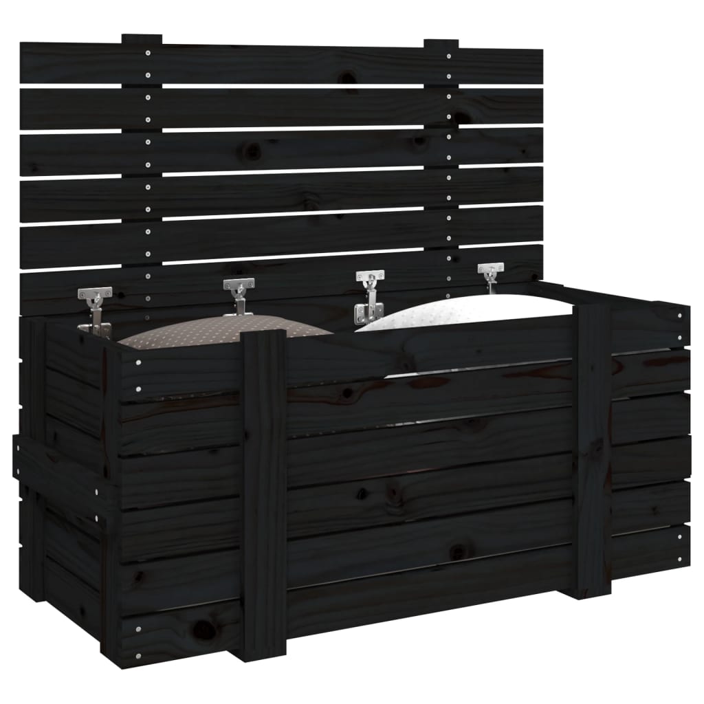 vidaXL Cutie de depozitare, negru, 91x40,5x42 cm, lemn masiv de pin