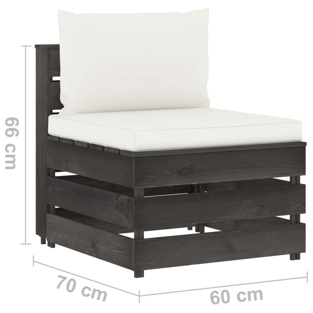 vidaXL Canapea de mijloc modulară cu perne, gri, lemn impregnat