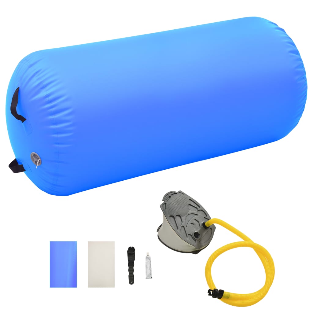 vidaXL Rulou de gimnastică gonflabil cu pompă, albastru, 120x75 cm PVC