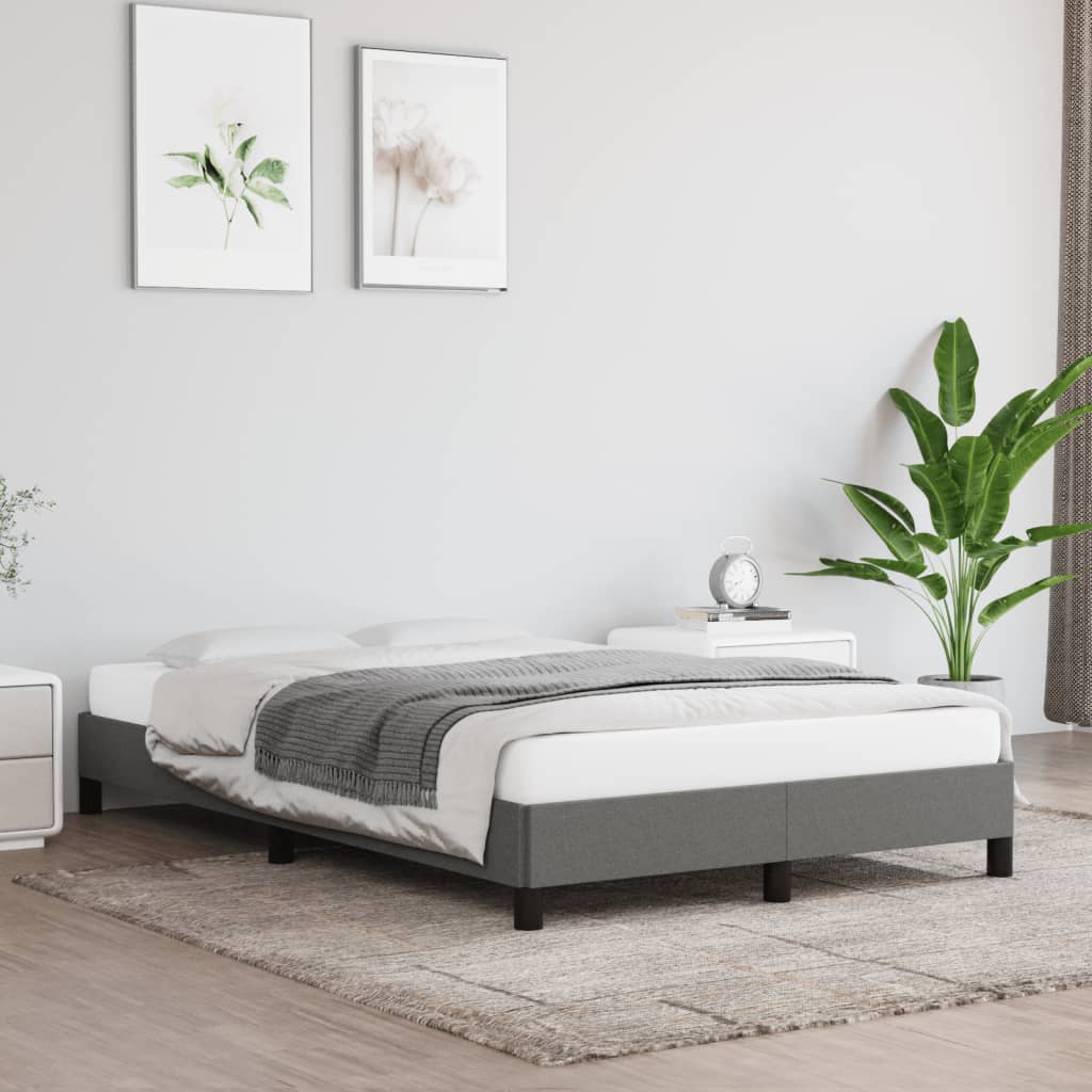 vidaXL Cadru de pat, gri închis, 120x190 cm, material textil