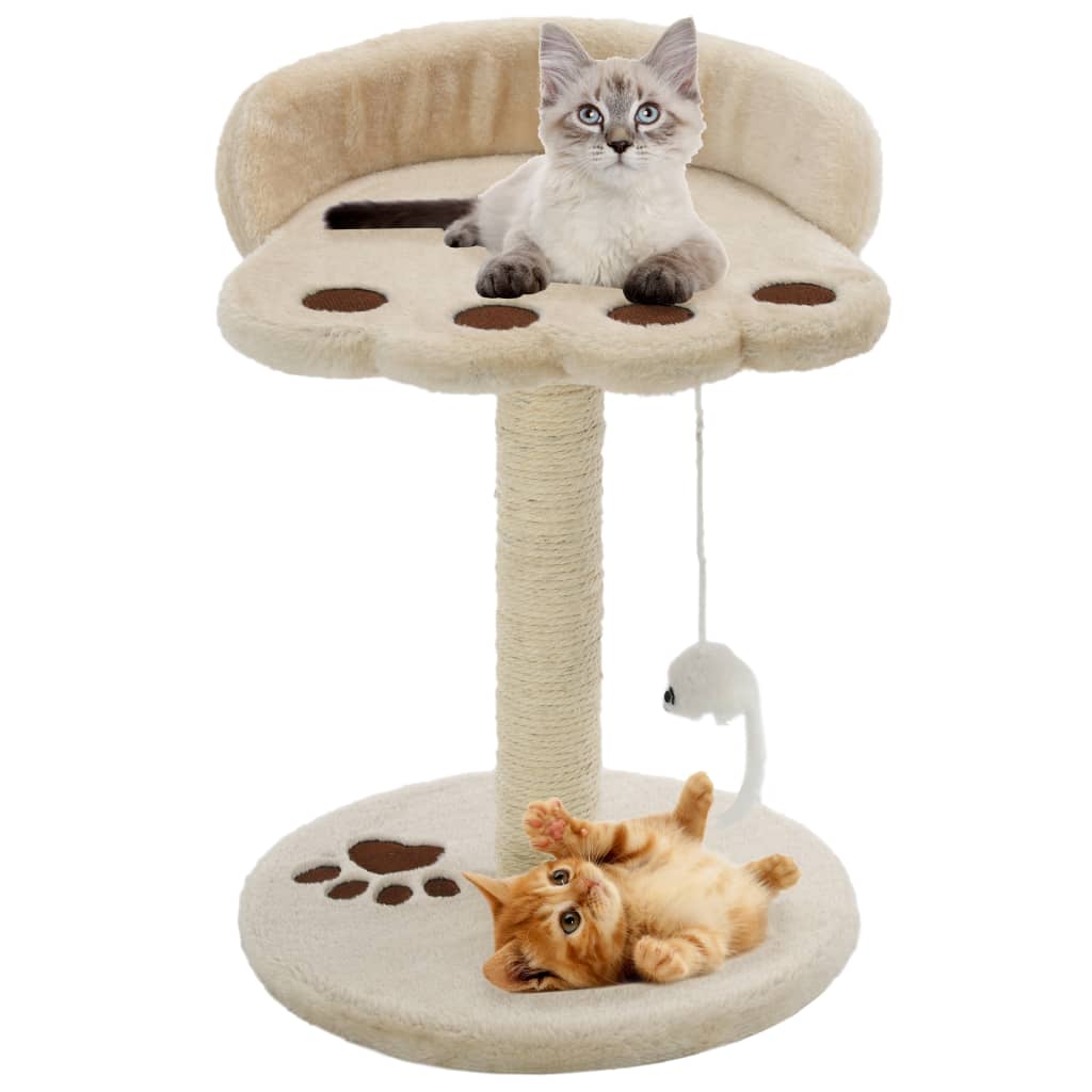 vidaXL Ansamblu pisici cu stâlp funie sisal, bej și maro, 40 cm