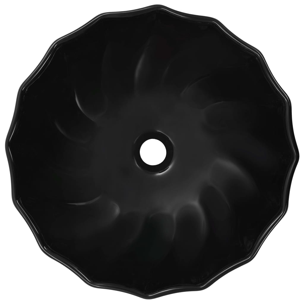 vidaXL Chiuvetă de baie, negru, 46 x 17 cm, ceramică