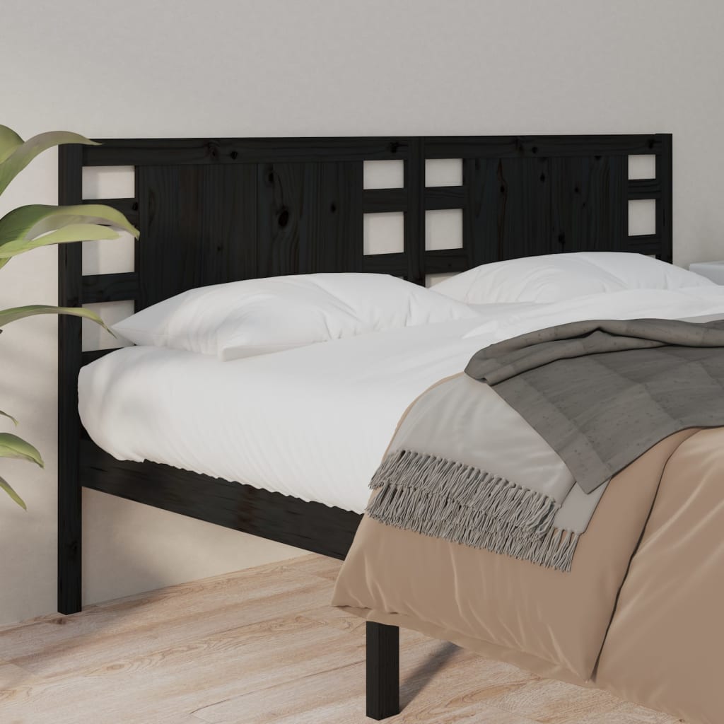 vidaXL Tăblie de pat, negru, 186x4x100 cm, lemn masiv de pin