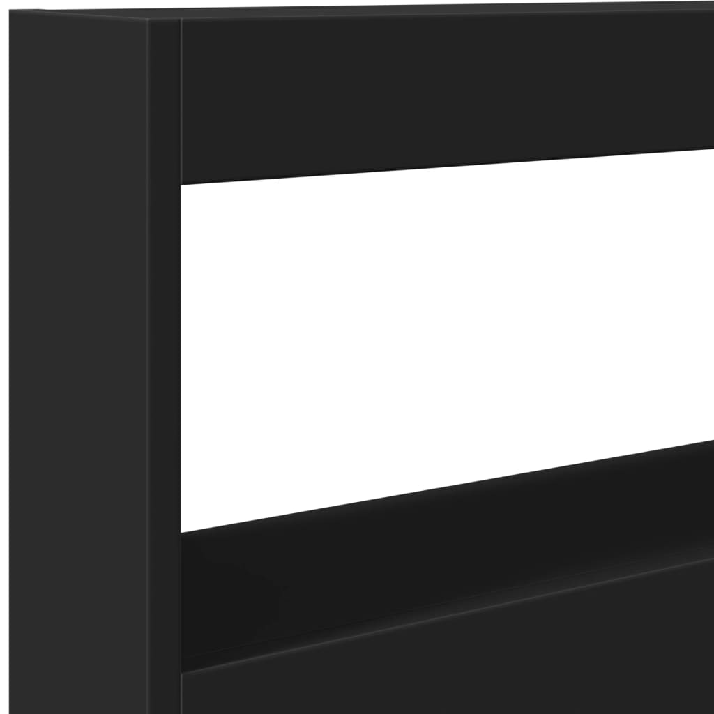 vidaXL Tăblie cu dulap și LED, negru, 100x17x102 cm