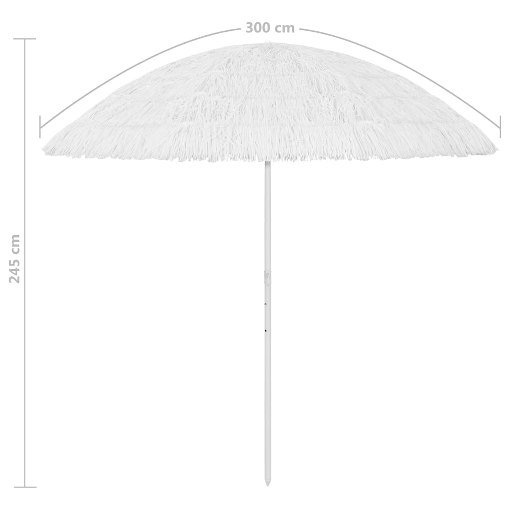 vidaXL Umbrelă de plajă Hawaii, alb, 300 cm