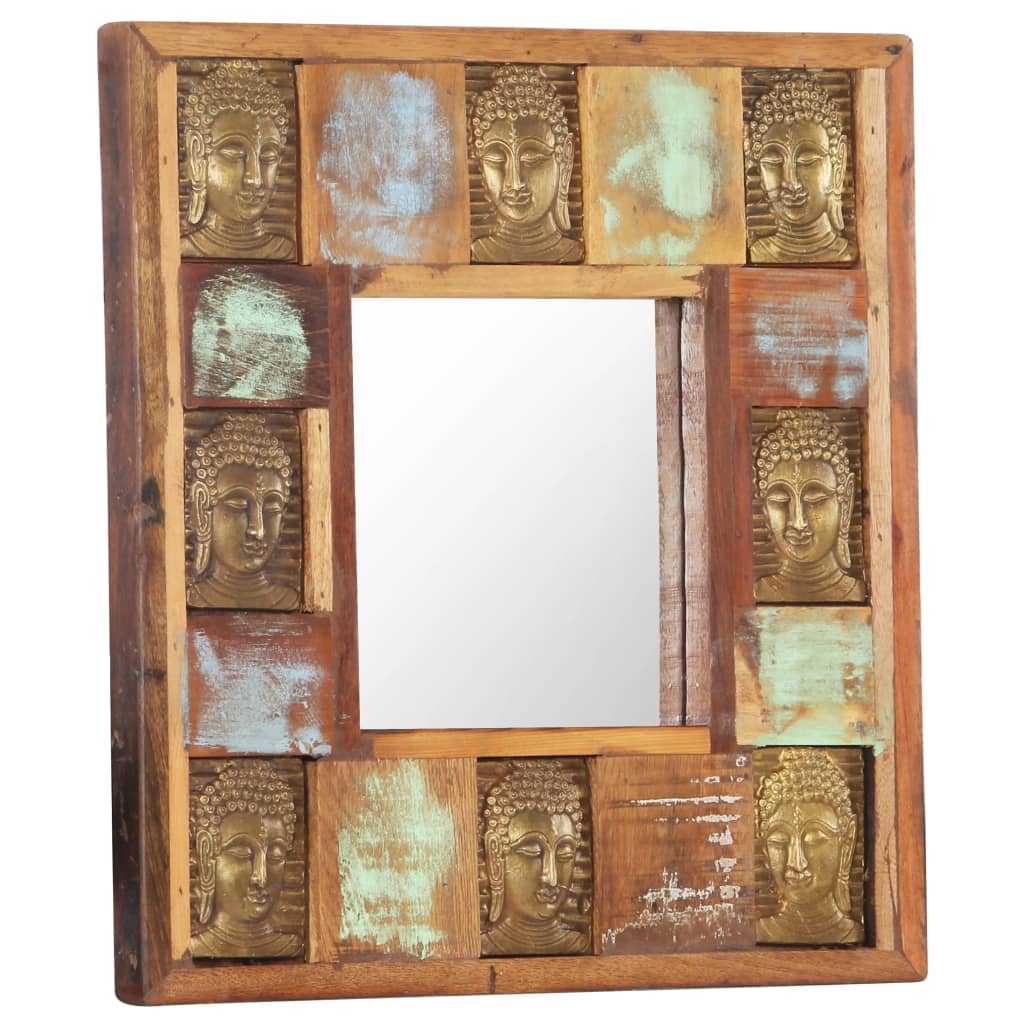 vidaXL Oglindă placare Buddha, 50 x 50 cm, lemn masiv reciclat