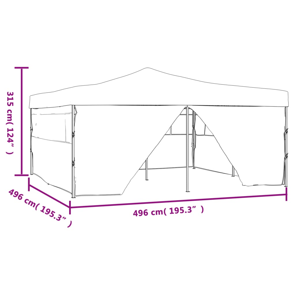 vidaXL Pavilion pliabil cu 4 pereți laterali, antracit, 5 x 5 m