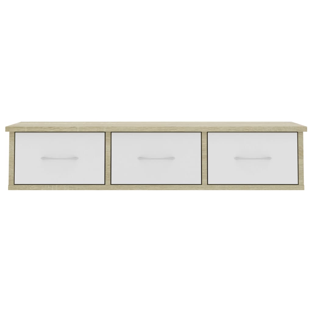 vidaXL Dulap de perete cu sertare, alb și stejar, 88x26x18,5 cm, PAL