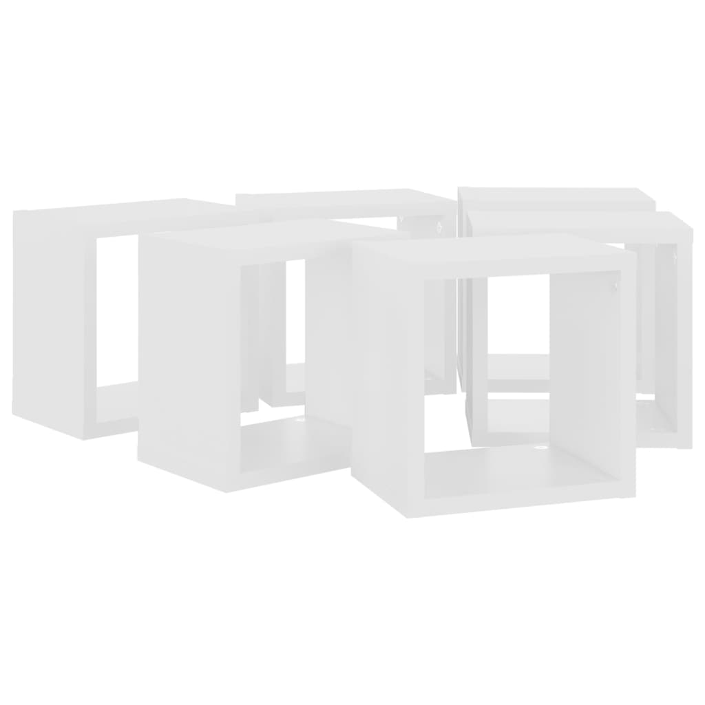 vidaXL Rafturi de perete cub, 6 buc., alb, 22x15x22 cm