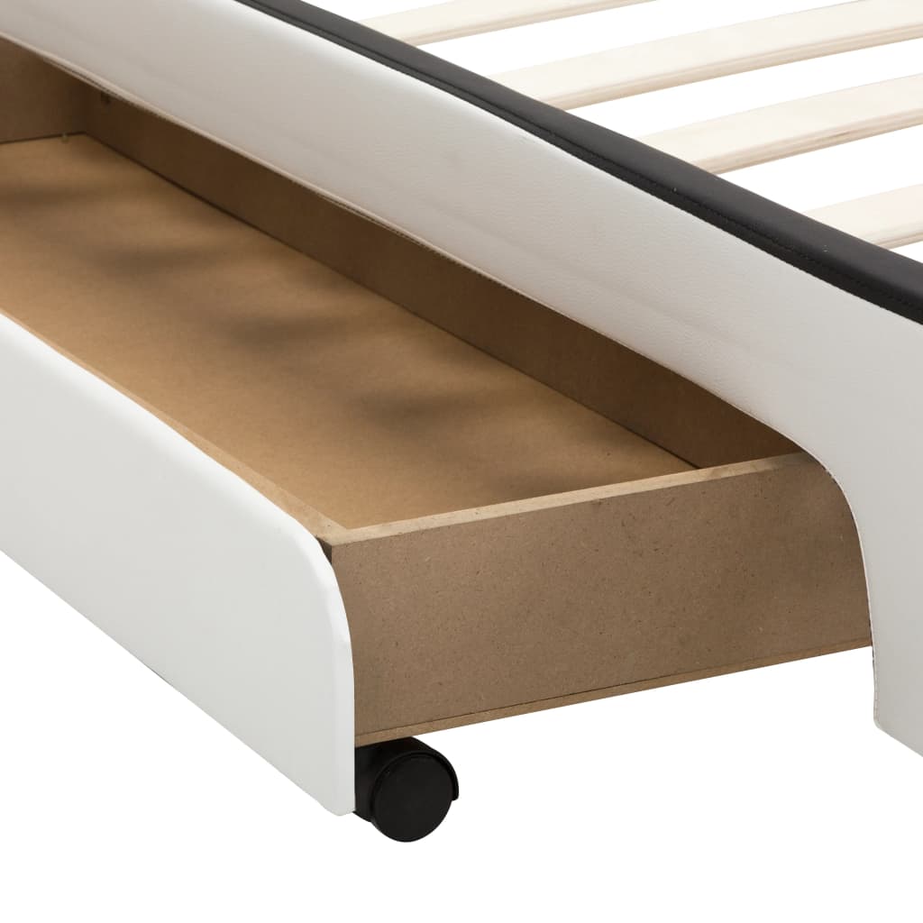 vidaXL Cadru de pat cu LED, alb, 160 x 200 cm, piele ecologică