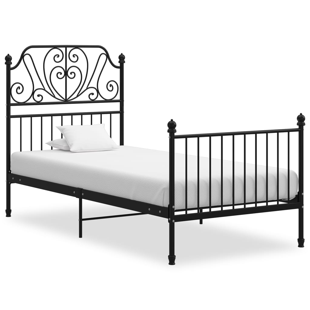 vidaXL Cadru de pat, negru, 100x200 cm, metal