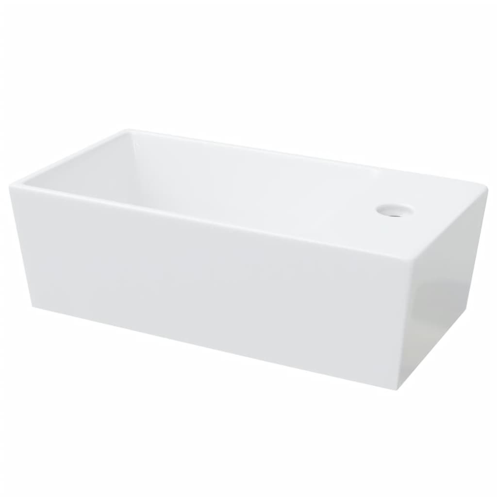 vidaXL Chiuvetă de baie, alb, 48x25x15 cm, ceramică