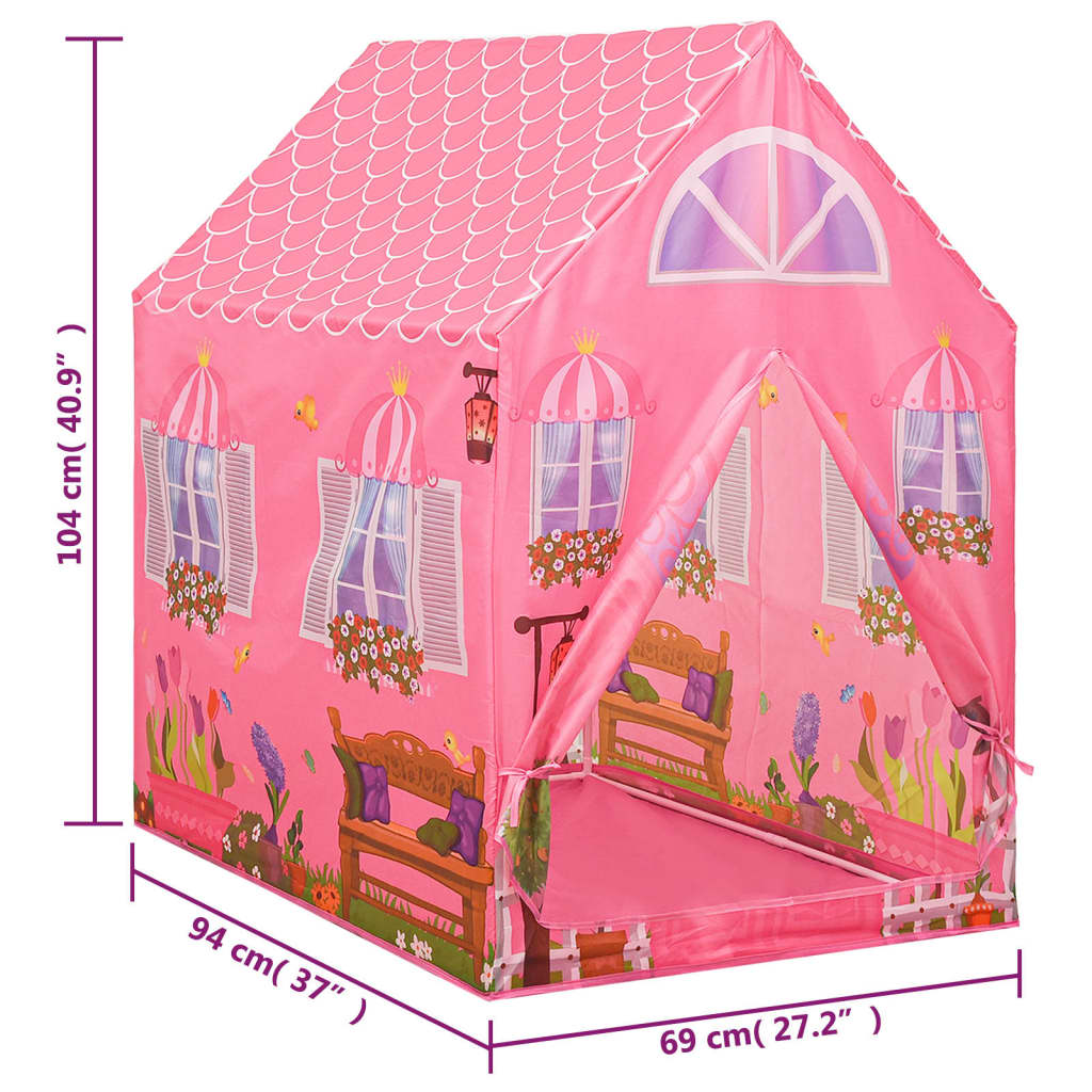 vidaXL Cort de joacă pentru copii cu 250 bile, roz, 69x94x104 cm