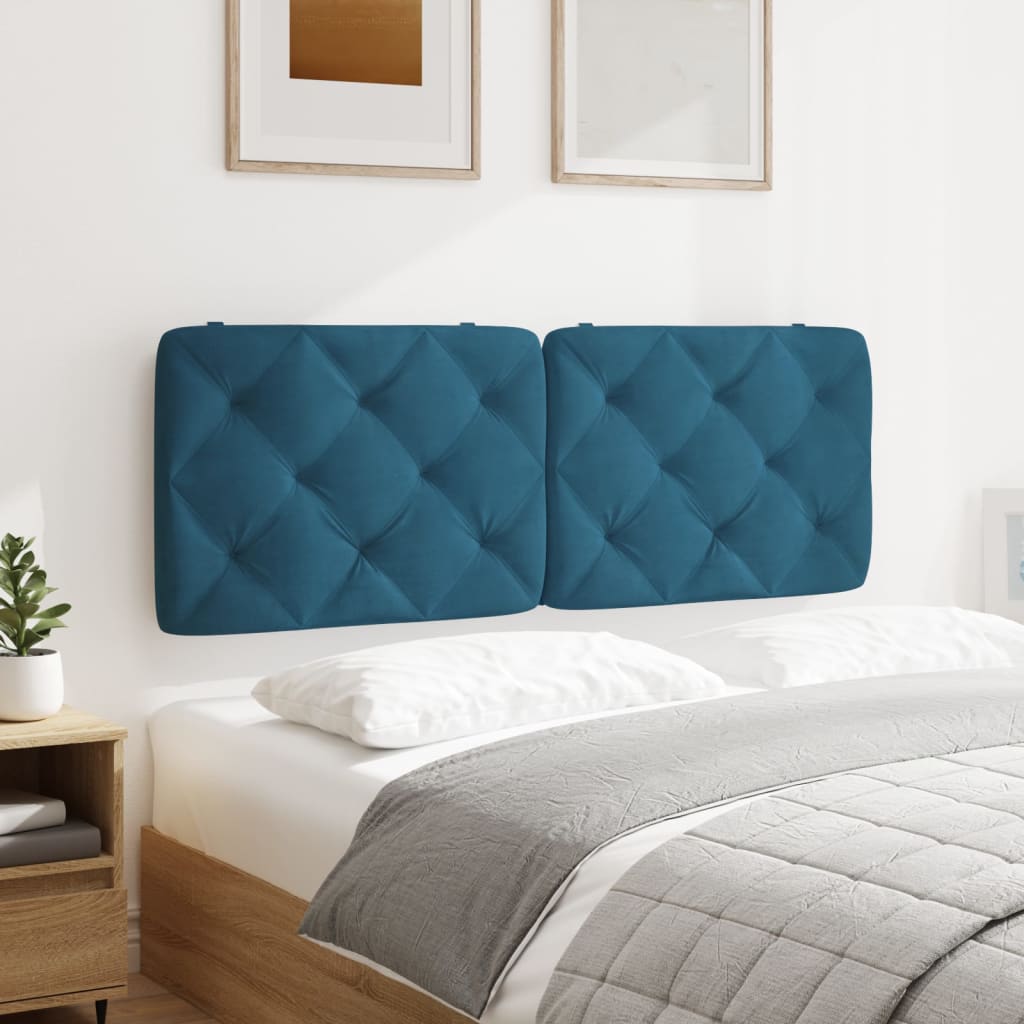 vidaXL Pernă tăblie de pat, albastru, 140 cm, catifea