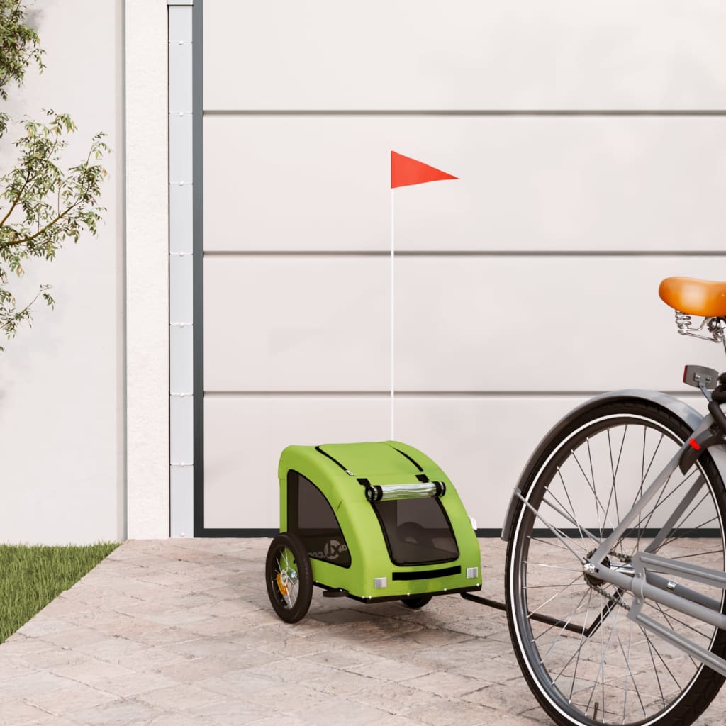 vidaXL Remorcă de bicicletă animale companie, verde textil oxford/fier