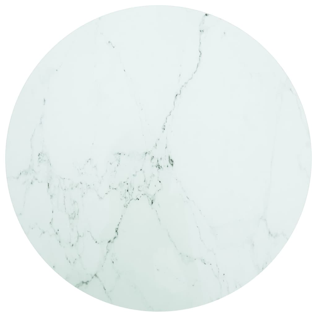 vidaXL Blat masă alb Ø80x1 cm sticlă securizată cu design de marmură
