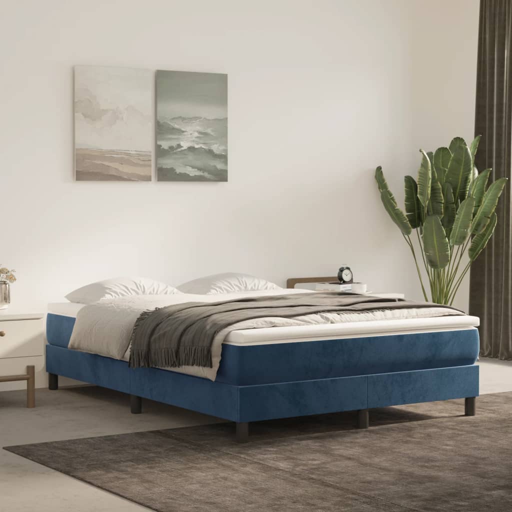 vidaXL Saltea de pat cu arcuri, albastru închis, 140x190x20 cm catifea