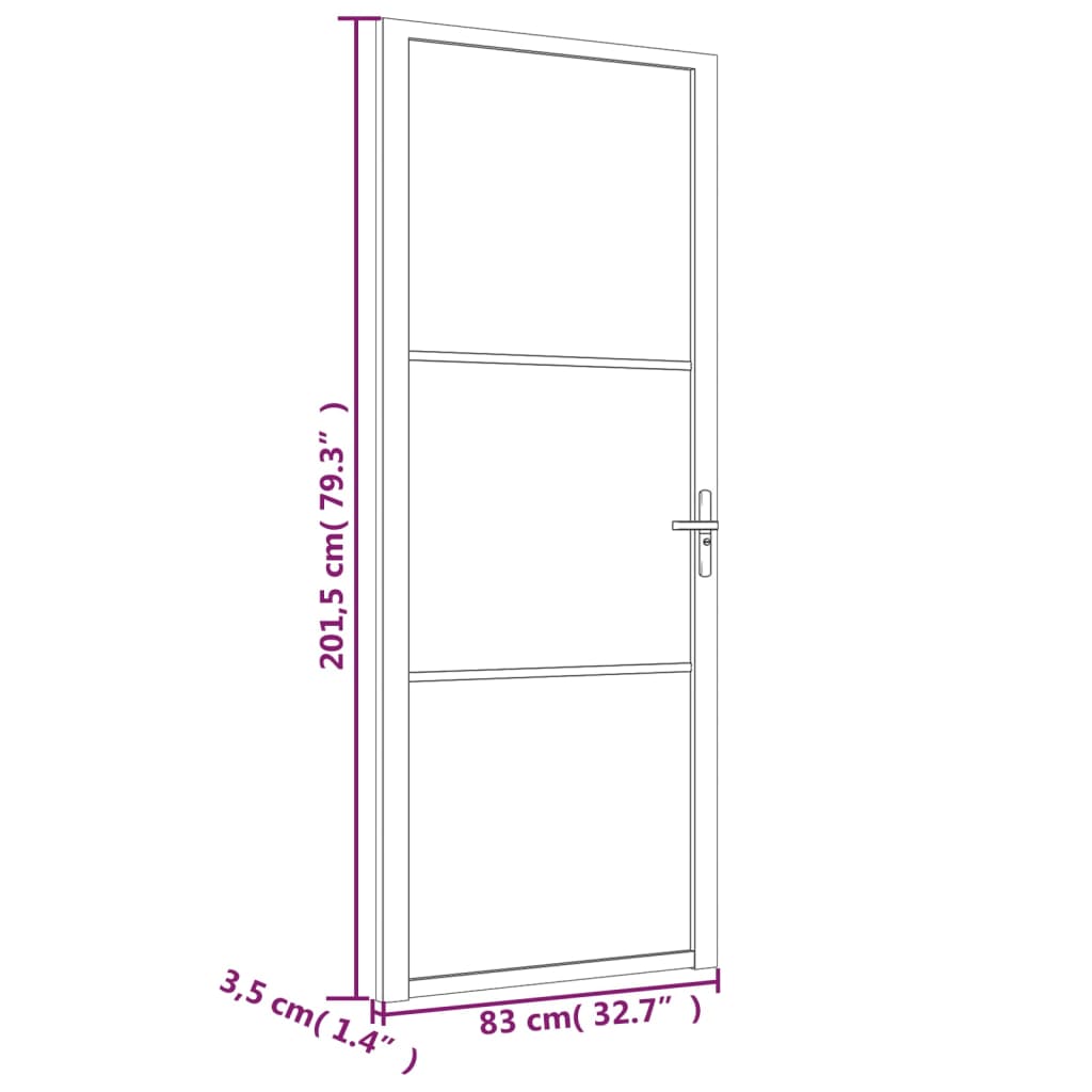 vidaXL Ușă de interior, 83x201,5 cm, alb, sticlă ESG și aluminiu