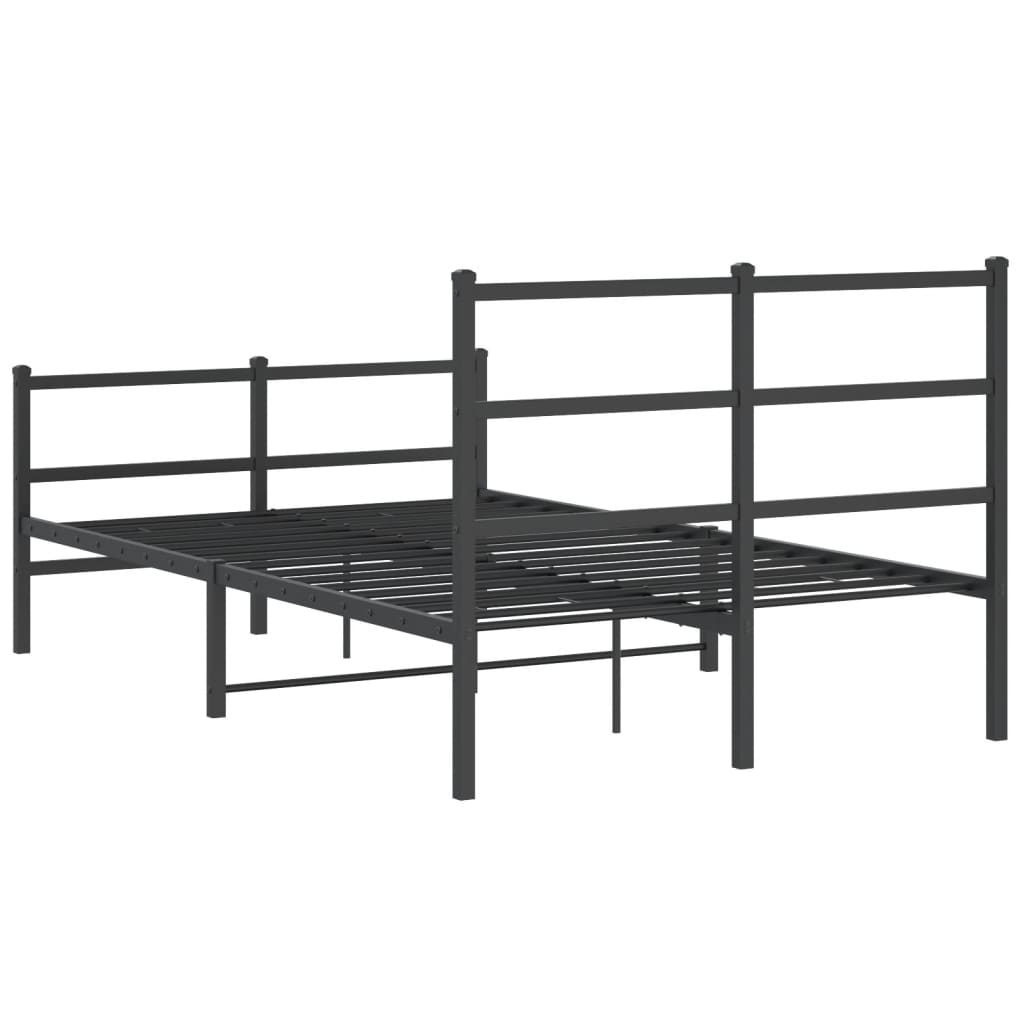 vidaXL Cadru pat metalic cu tăblie de cap/picioare , negru, 120x200 cm