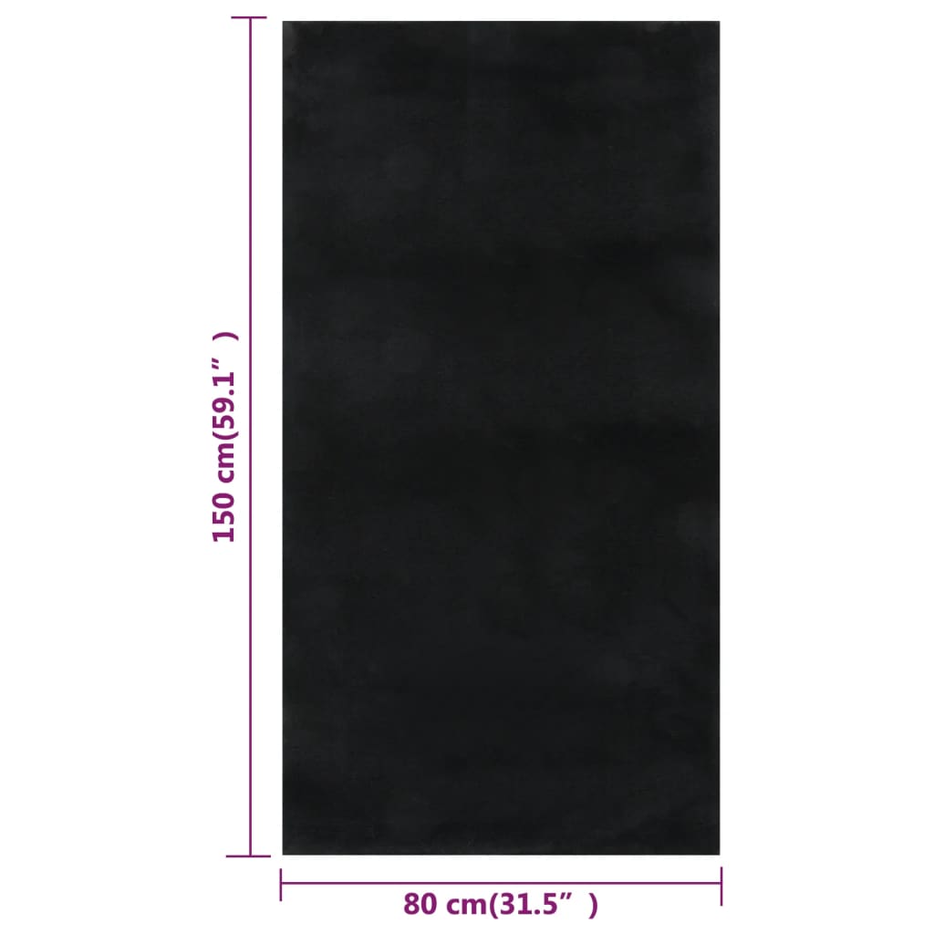 vidaXL Covor lavabil, moale și pufos, 80x150 cm, anti-alunecare, negru