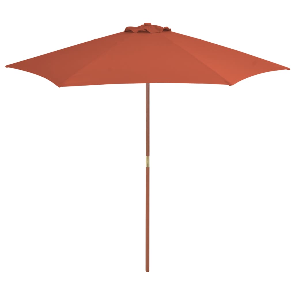 vidaXL Umbrelă de soare de exterior, stâlp din lemn, cărămiziu, 270 cm