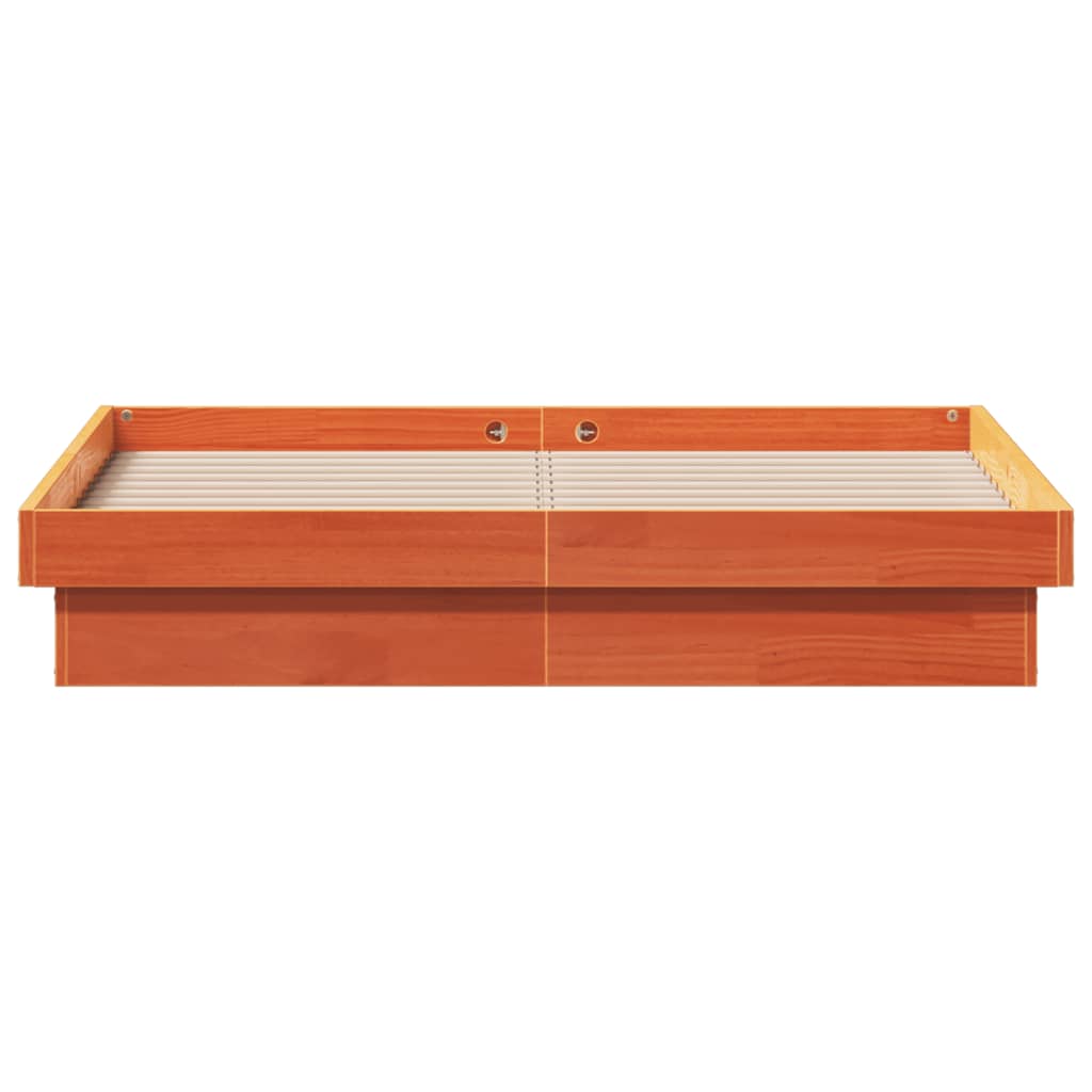vidaXL Cadru pat cu LED, maro ceruit, 140x200 cm, lemn masiv de pin