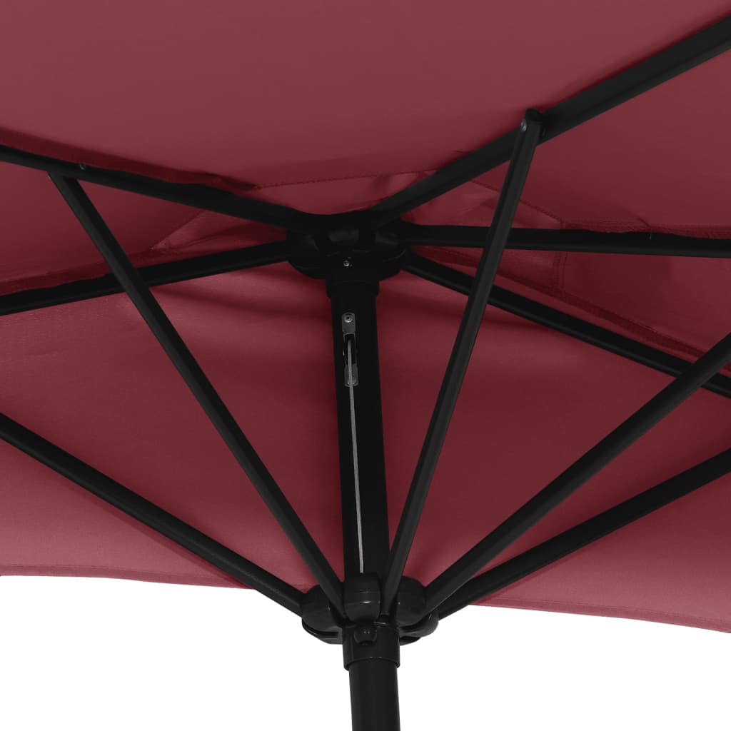 vidaXL Umbrelă de balcon, tijă aluminiu bordo 300x155x223cm semirotund