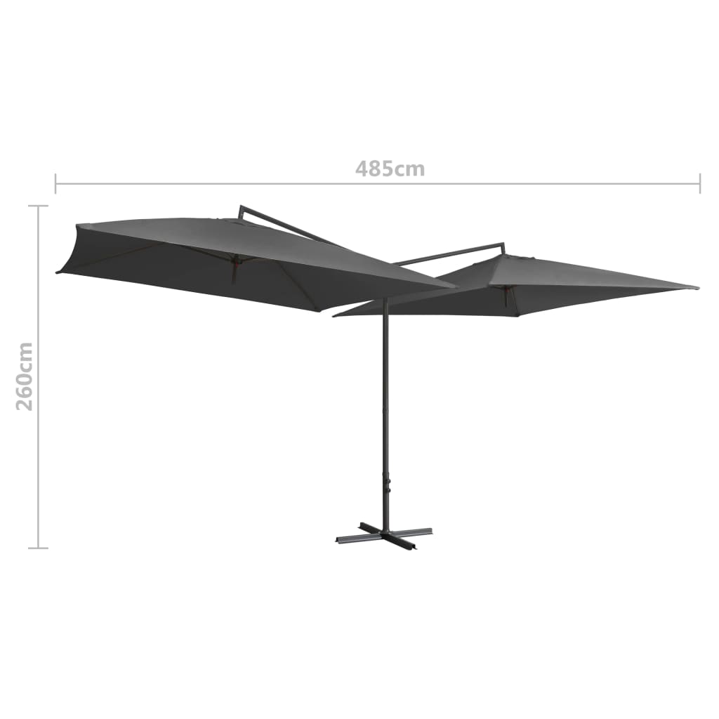 vidaXL Umbrelă de soare cu stâlp din oțel, antracit, 250x250 cm