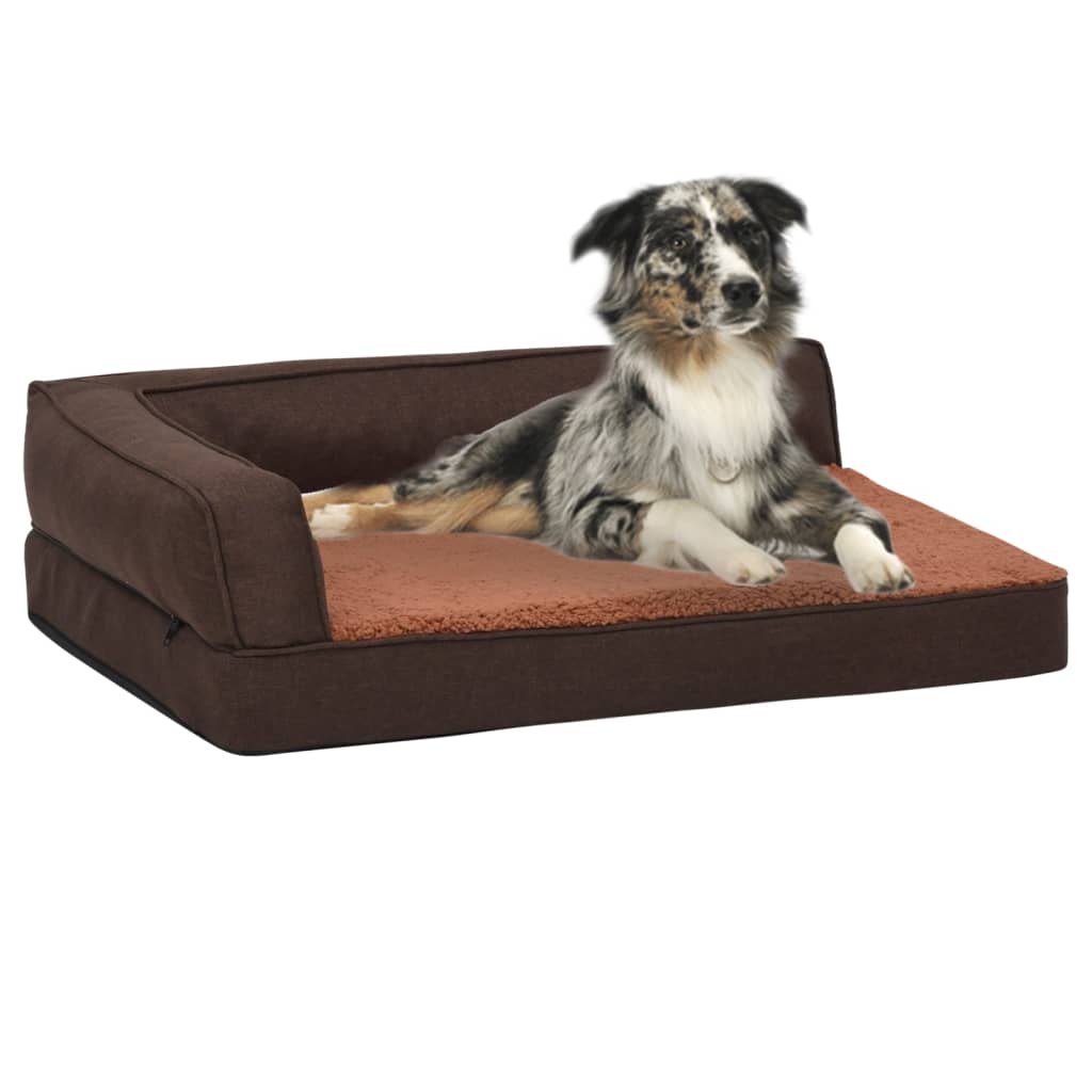 vidaXL Saltea ergonomică pat de câini maro 60x42 cm aspect in/fleece