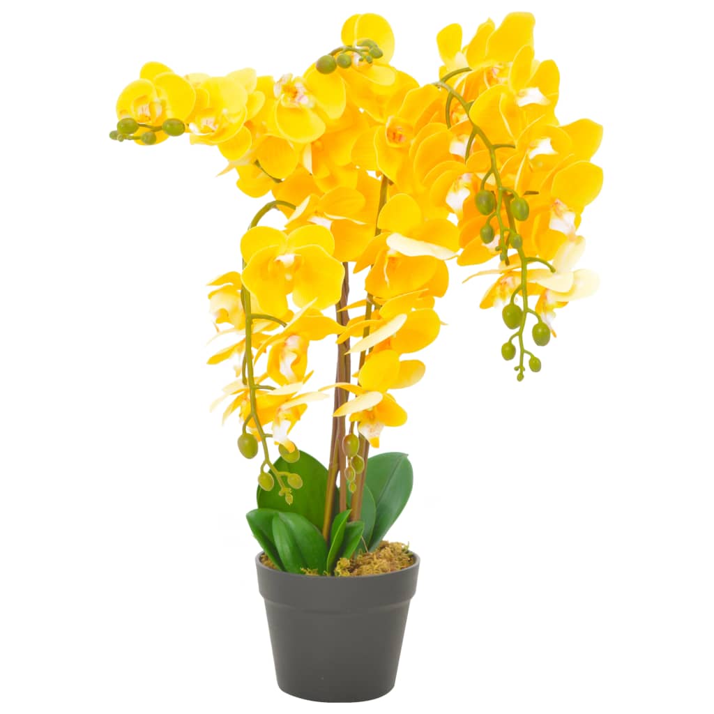 vidaXL Plantă artificială orhidee cu ghiveci, galben, 60 cm