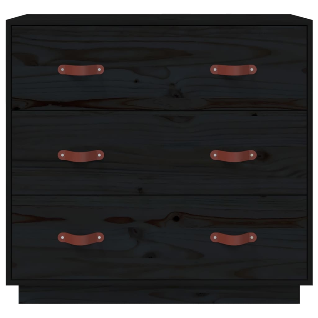 vidaXL Servantă, negru, 80x40x75 cm, lemn masiv de pin