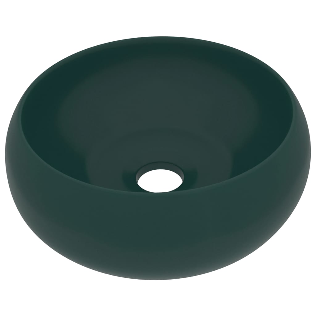 vidaXL Chiuvetă baie lux verde închis mat 40x15 cm ceramică rotund