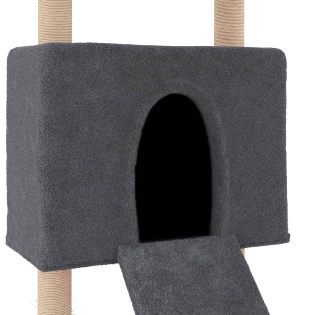 vidaXL Ansamblu de pisici, stâlpi din funie sisal, gri închis, 153 cm