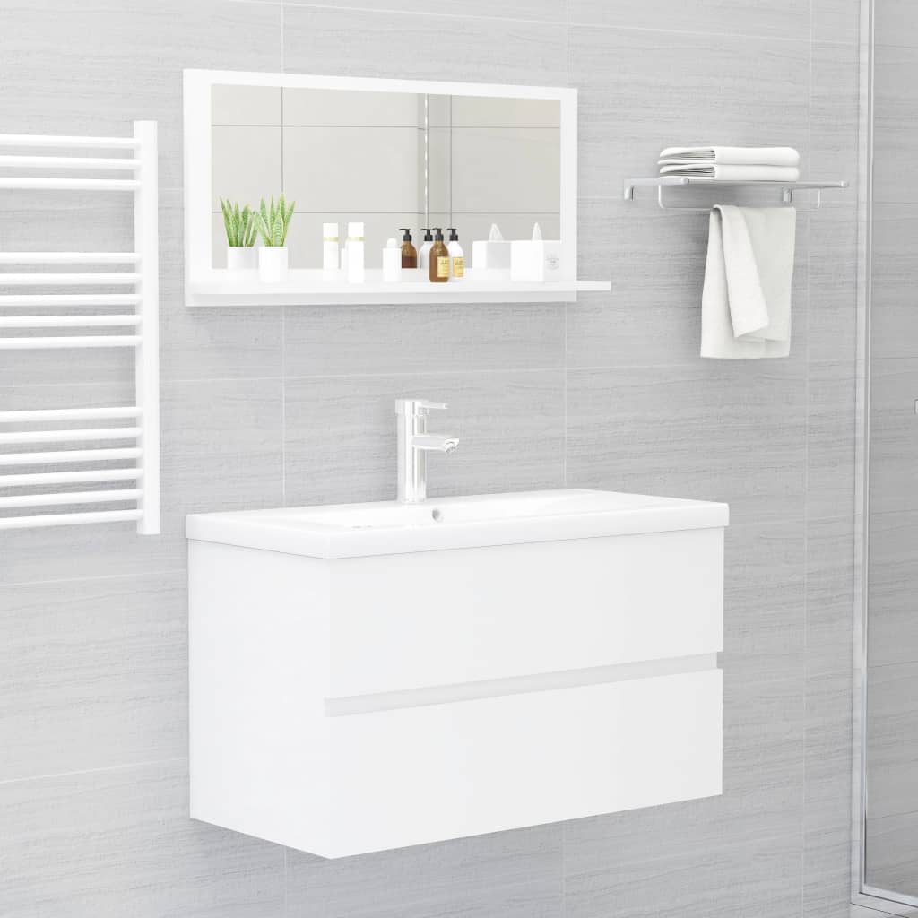 vidaXL Oglindă de baie, alb extralucios, 80 x 10,5 x 37 cm, PAL