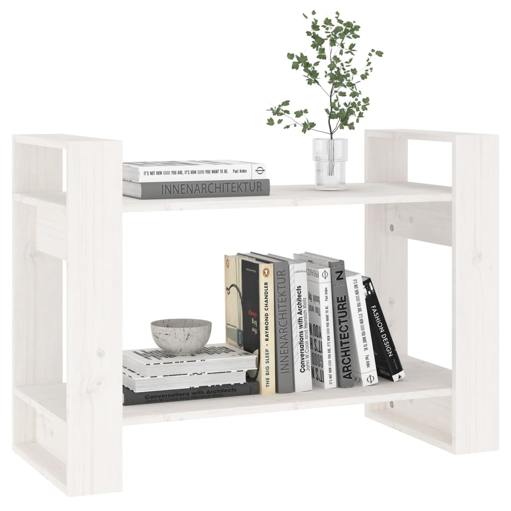 vidaXL Bibliotecă/Separator cameră, alb, 80x35x56,5 cm, lemn masiv pin