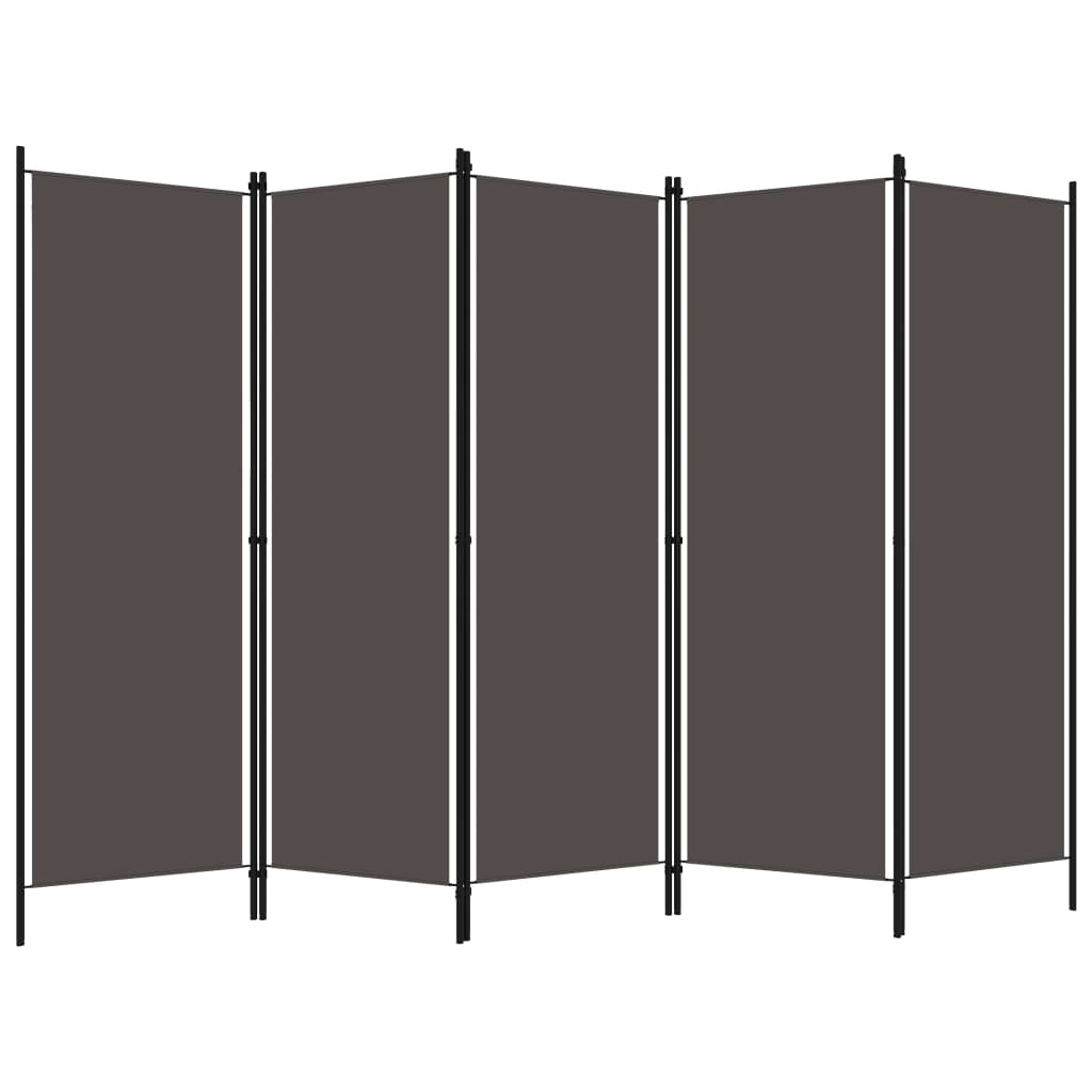 vidaXL Paravan de cameră cu 5 panouri, antracit, 250 x 180 cm
