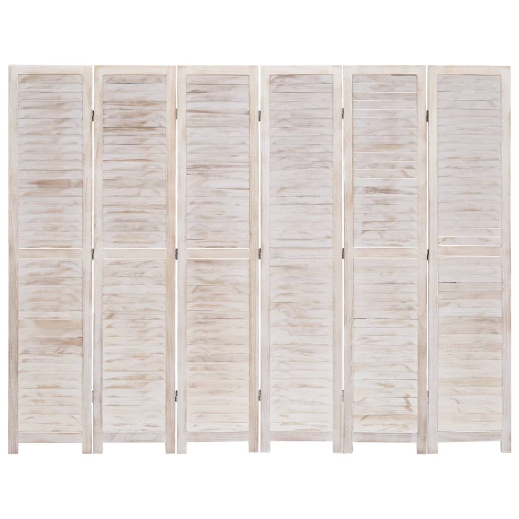 vidaXL Paravan de cameră cu 6 panouri, alb, 210 x165 cm, lemn