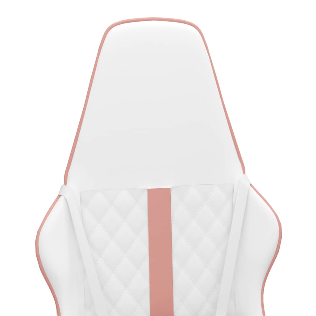 vidaXL Scaun de gaming de masaj, alb și roz, piele ecologică