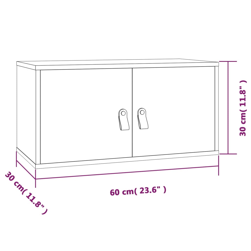 vidaXL Dulap de perete, gri, 60x30x30 cm, lemn masiv de pin