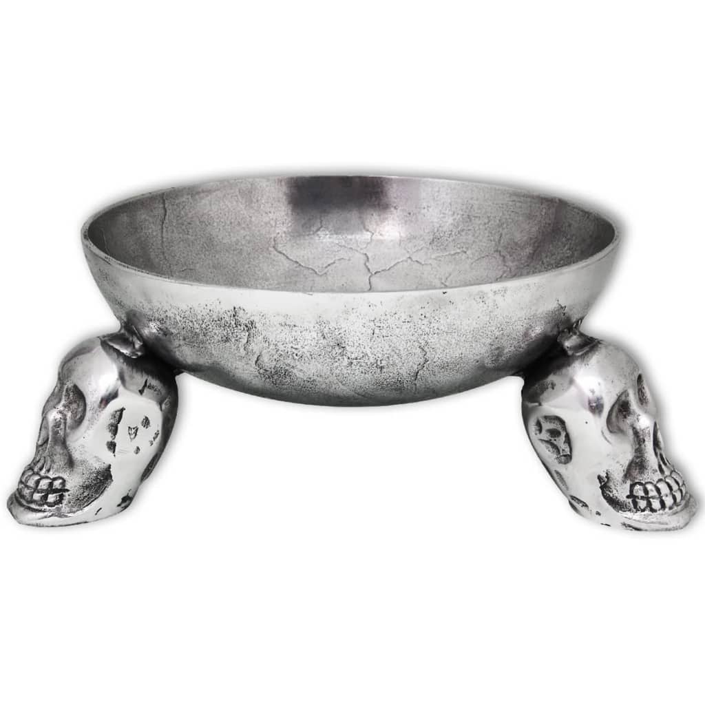 vidaXL Coș de fructe cu picioare în formă de craniu argintiu, aluminiu