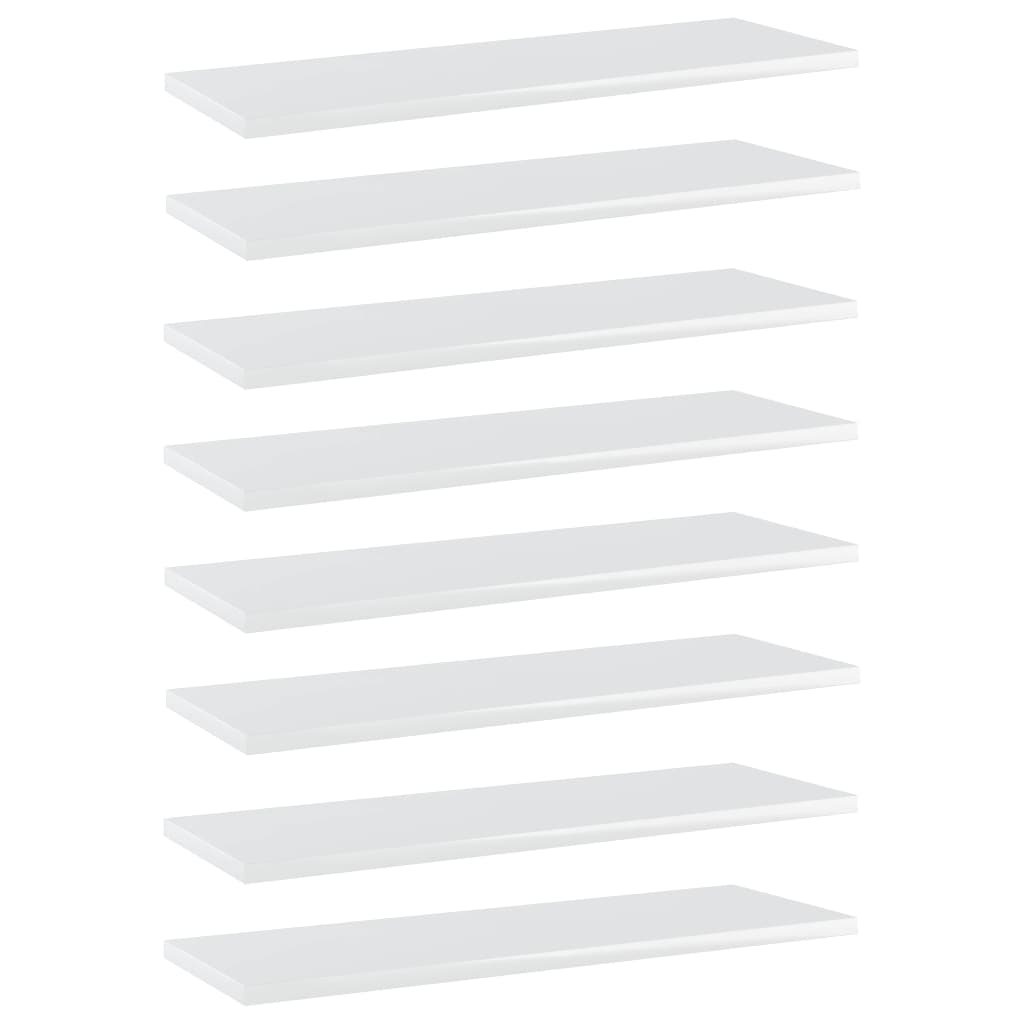 vidaXL Plăci bibliotecă, alb extralucios, 8 buc., 60x20x1,5 cm, PAL