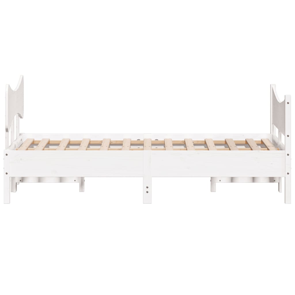 vidaXL Cadru de pat cu tăblie, alb, 120x190 cm, lemn masiv pin