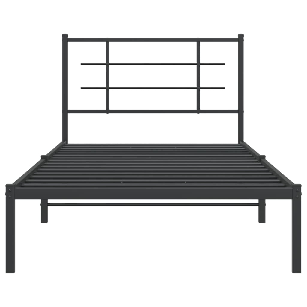 vidaXL Cadru de pat din metal cu tăblie, negru, 100x200 cm