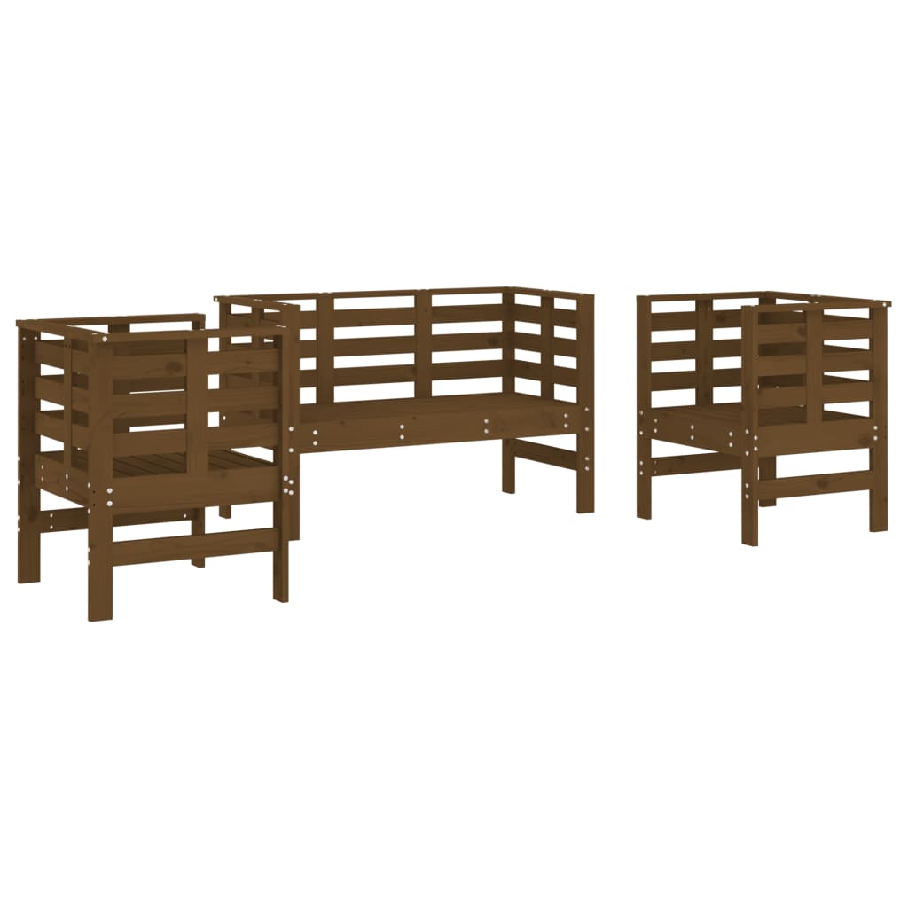 vidaXL Set mobilier de grădină, 3 piese, maro miere, lemn masiv de pin