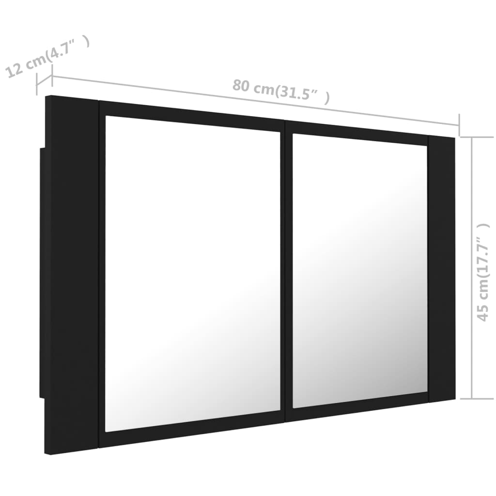 vidaXL Dulap de baie cu oglindă și LED, negru, 80x12x45 cm