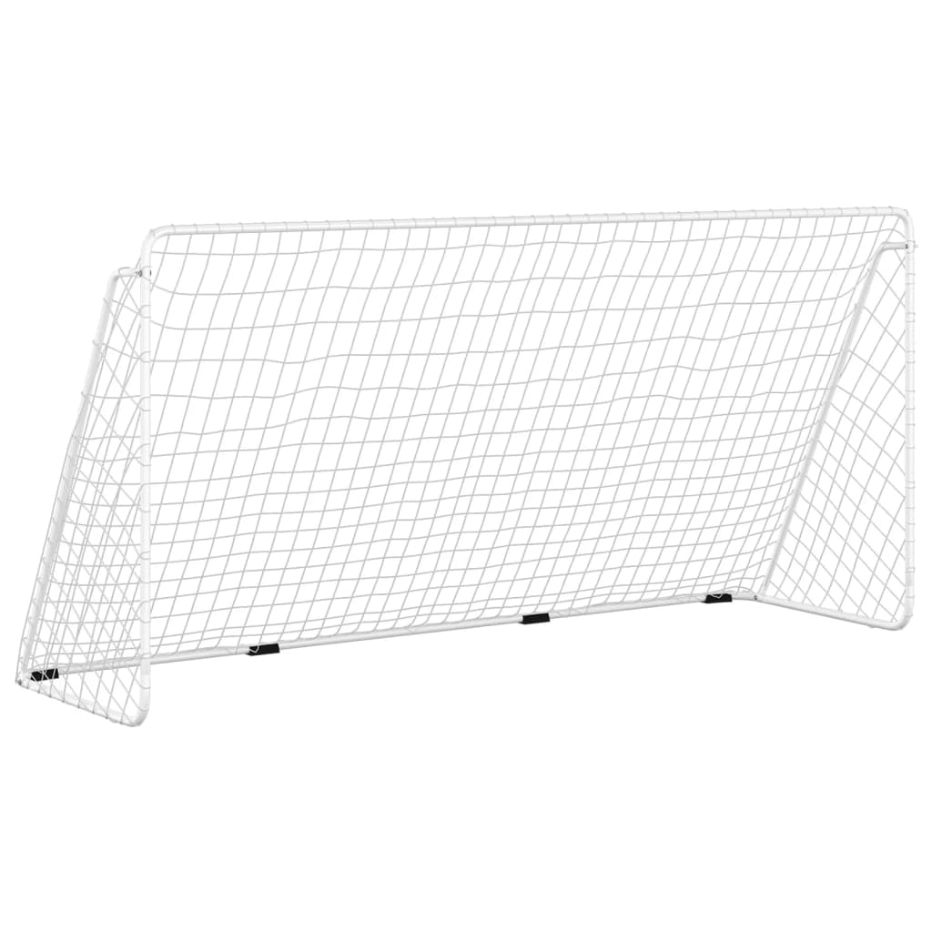 vidaXL Poartă de fotbal cu plasă, alb, 366x122x182 cm, oțel